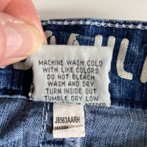 Vintage Hydraulic Distressed Denim Blue Jean Flap Pocket Micro Mini Skirt Sz 7/8 - Picture 12 of 14